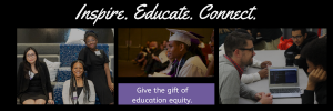 Photos of ChiTech students, with text "give the gift of education equity"